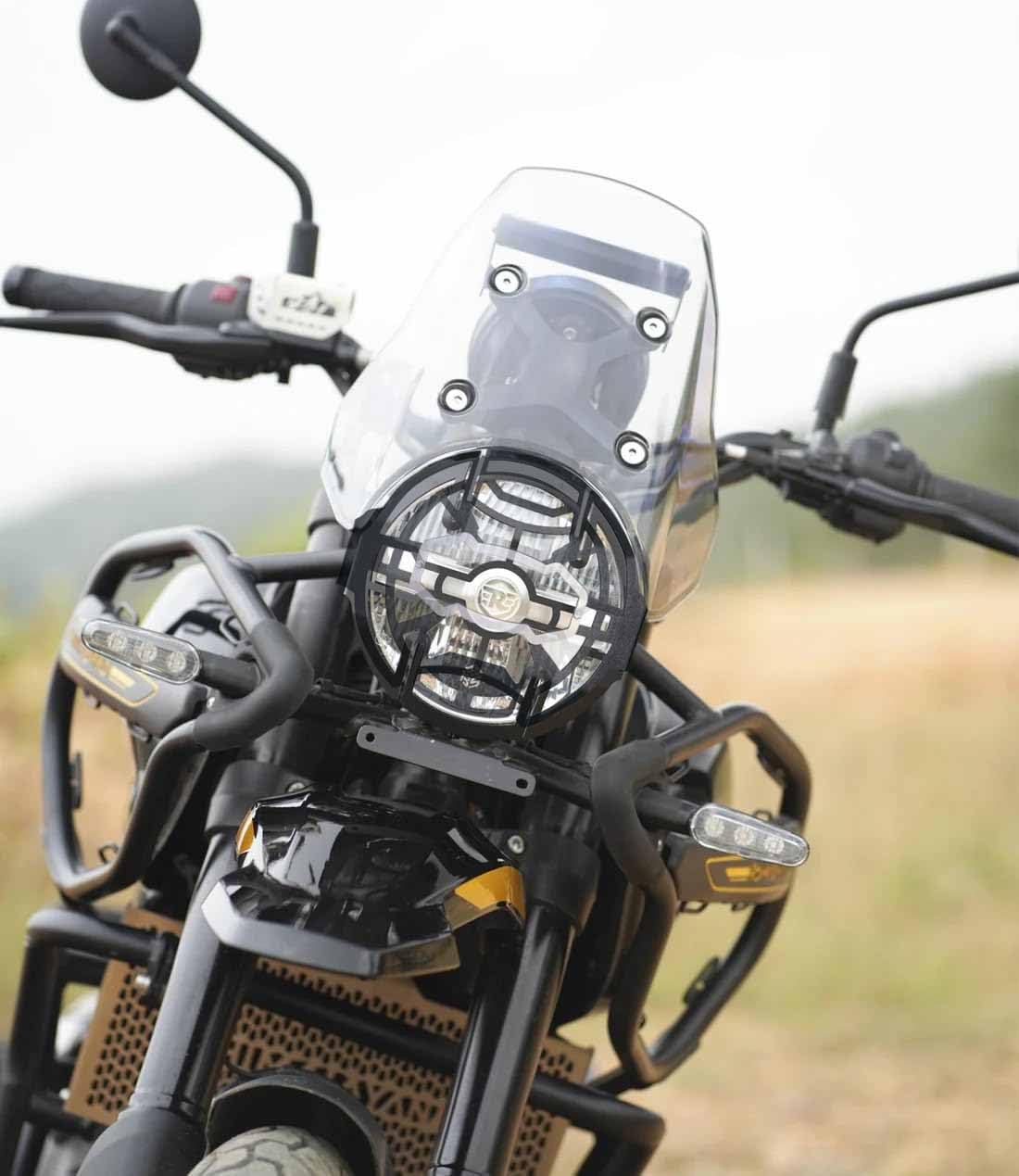 Vagary Premium Matte Black Headlight Grill With Side Stand Extender for RE Himalayan 450 (Black)