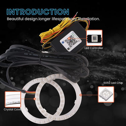 Vagary KTM RC 125/200/390 Angel Eyes Ring Light for Headlight with Bluetooth Control (Multi) 2pc