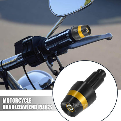 Vagary 1Pair Motorcycle Handlebar End Plugs 7/8" 22mm Universal Aluminum Alloy Handle Bar End Plugs Caps for Universal For Bike (Golden)