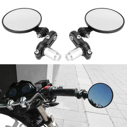 Vagary Adjustable, Right Rotating and Foldable Convex End Mirror for 7/8inch Handle Bar (Suitable for Royal Enfield) 2 Pieces