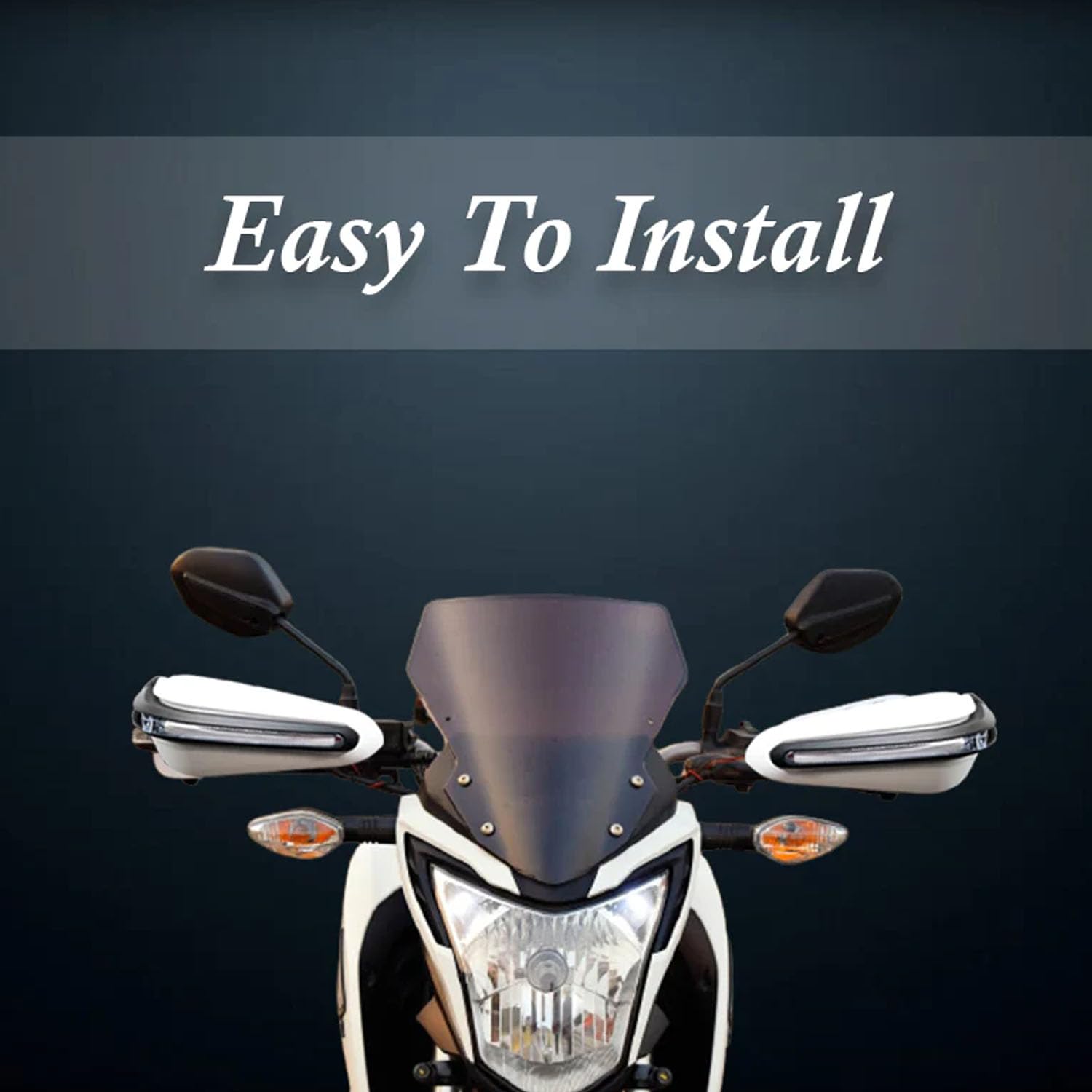 Vagary Universal Motorcycle Hand Guard with LED Indicator Light and Wind Deflector for Brake and Clutch Lever (White)