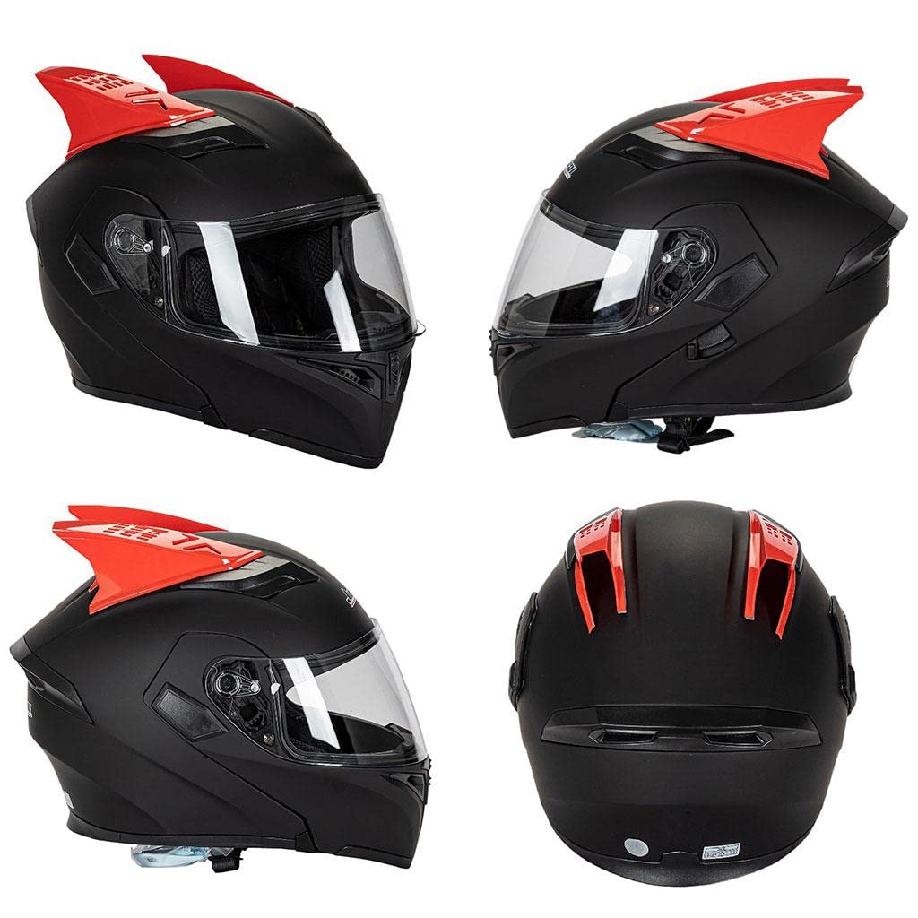 Vagary Helmet Horns Punk Style |Helmet Horn |Helmet Antenna | Helmet Spike/Mohawk |Shark Fins (Red)