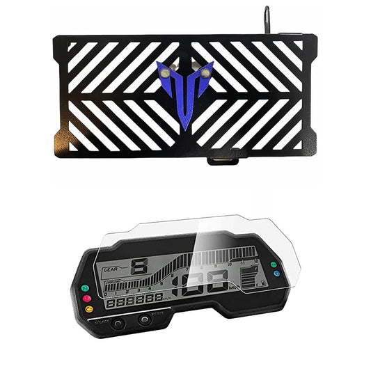 Vagary MT-15 Motorcycle Radiator Guard Protector Grill with Meter Screen Guard For Yamaha MT 15 (BLUE LOGO)