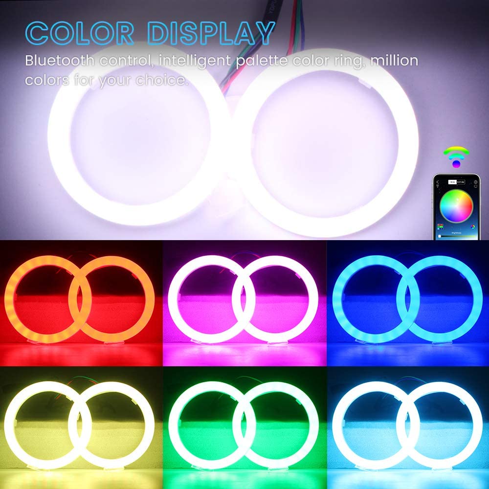 Vagary KTM RC 125/200/390 Angel Eyes Ring Light for Headlight with Bluetooth Control (Multi) 2pc