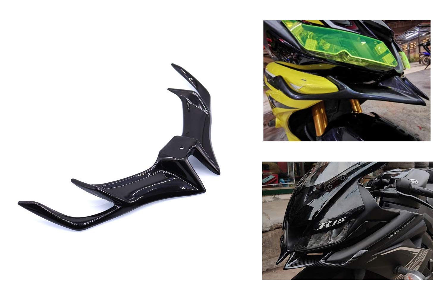 Vagary Combo of Winglet with Tank Pad for Yamaha R15 V3 (Black)