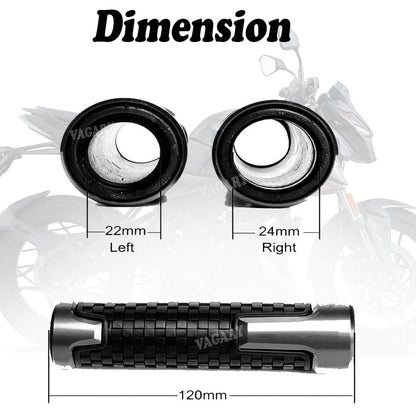 Vagary CNC Aluminum Alloy Motorcycle Handle Grips 7/8" 22mm Rubber Handlebar Universal Fit for Suzuki, KTM, Yamaha, Ducati, Kawasaki, Benelli, for Honda, Aprilia (Black)