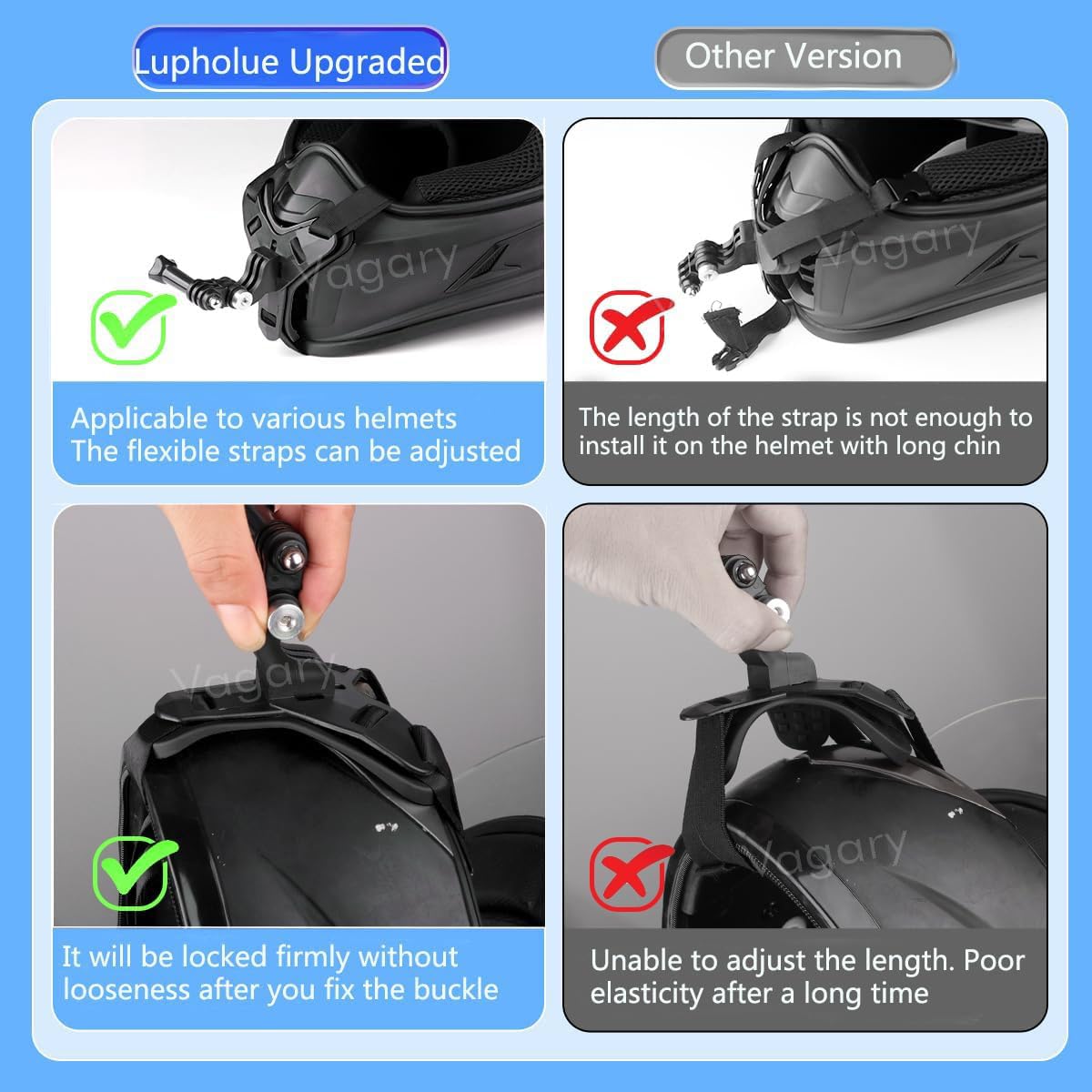 Vagary Helmet Chin Strap Mount Compatible with GoPro & All Smart Phones Helmet Mount (Color May Vary)