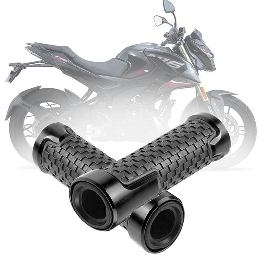Vagary CNC Aluminum Alloy Motorcycle Handle Grips 7/8" 22mm Rubber Handlebar Universal Fit for Suzuki, KTM, Yamaha, Ducati, Kawasaki, Benelli, for Honda, Aprilia (Black)
