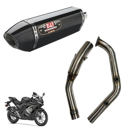 Vagary Universal Alpha Bike Exhaust With DB Killer Silencer And Bend Pipe Combo For Yamaha R15 V4/R15M, MT15, R15 V3 (Silver)
