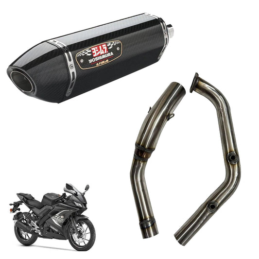Vagary Universal Alpha Bike Exhaust With DB Killer Silencer And Bend Pipe Combo For Yamaha R15 V4/R15M, MT15, R15 V3 (Silver)