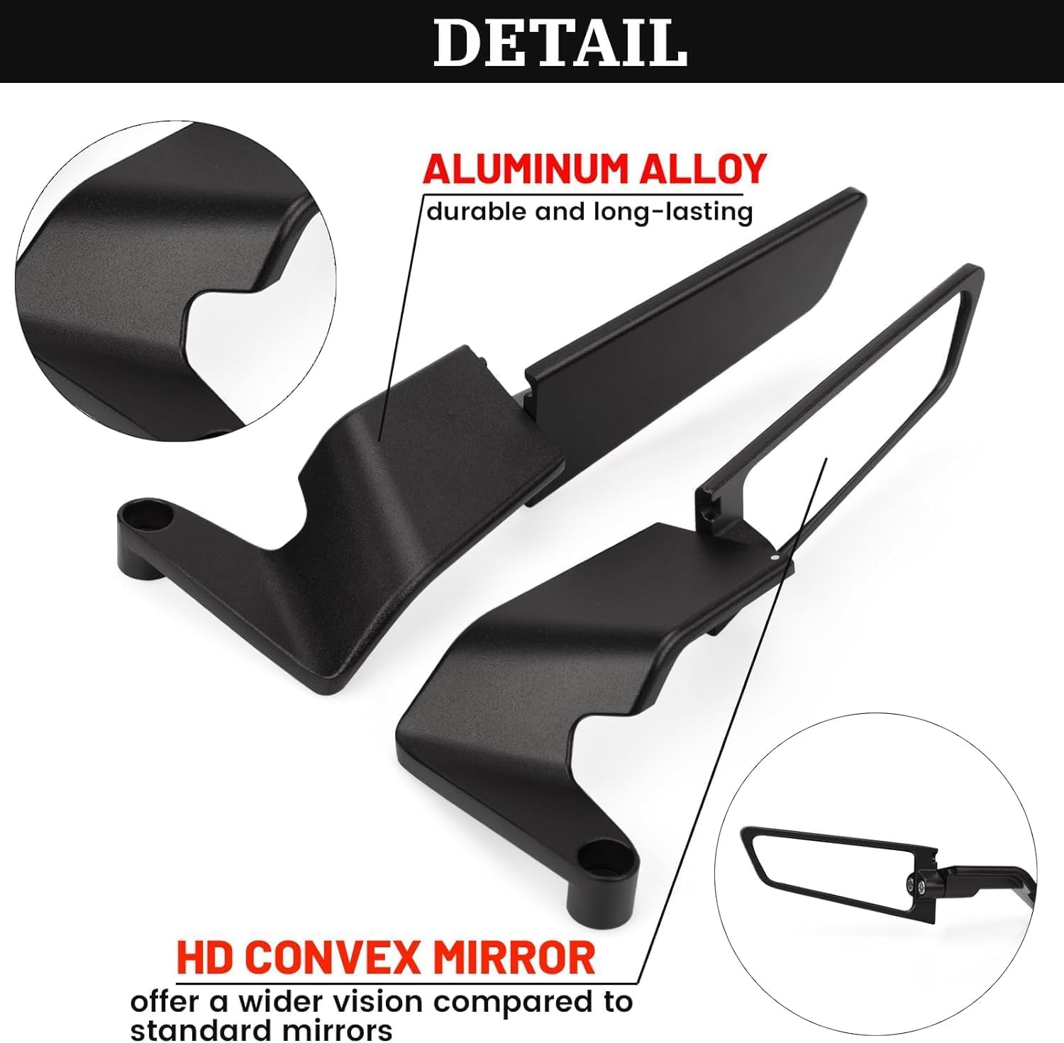 VAGARY Wind Wing Rearview Stealth Mirrors Universal for All Bike Scooty (Black)