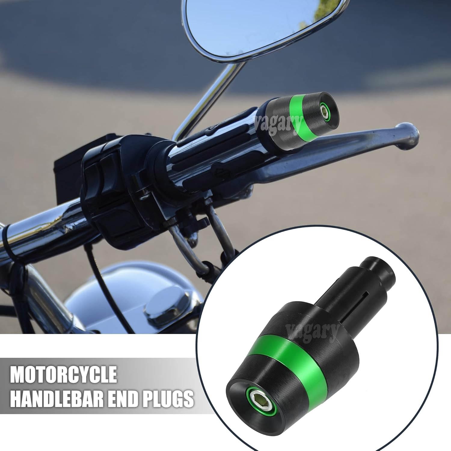 Vagary 1 Pair Motorcycle Handlebar End Plugs 7/8" 22mm Universal Aluminum Alloy Handle Bar Ends for Kawasaki Ninja 250, Ninja 300, Ninja 400, Ninja 650, Ninja 1000, Z900 (Green)