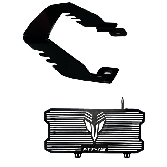 Vagary Tail Protector/Grab Rail With Radiator Grill for Yamaha MT 15 V1 & V2 (Black)