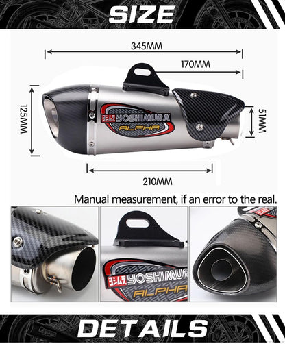 Vagary Universal Alpha Bike Exhaust Muffler With DB Killer Silencer (Silver)