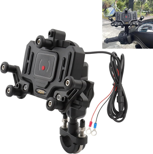 Vagary Aluminum Bike Mobile Holder Phone Mount with 15W Charging Vibration Dampener for B M W G 310 RR, Kawasaki Z900, ZX-10R, Kawaski Ninja 300, Interceptor 650, Himalayan Bs6, RE Hunter 350 (Black)