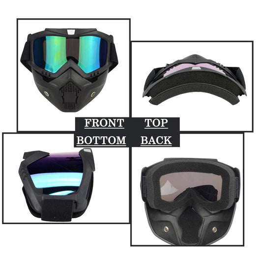 Vagary Bike Scoter Motorcycle Protective Goggles Bike Face Mask Bike Face Shield With Soft Foam Padded Detachable Mouth Filter For cycling Bike Off Road Racing Ride Unisex (Multi)