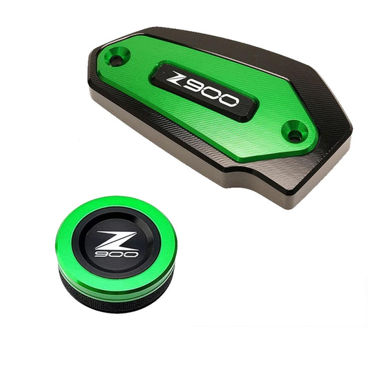 Vagary CNC Front And Rear Brake Fluid Cylinder Master Reservoir Cover Cap With Z Logo For Kawasaki Z900 (Green)