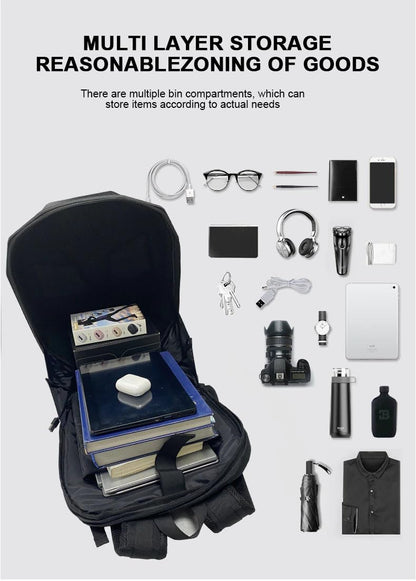 Vagary LED Backpack Laptop Bag Motorcycle Riding Backpack With Hard Shell Travel Bag LED Motorbike Luggage Bags High-Capacity Helmet, Waterproof Backpack Laptop Bag With Programmable Screen