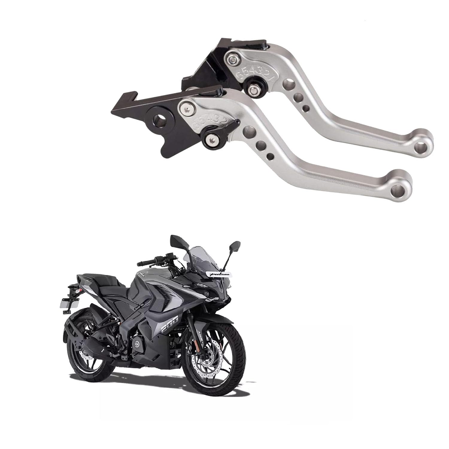 Vagary CNC Adjustable Brake Clutch Lever for Bajaj Pulsar RS 200 (Silver)