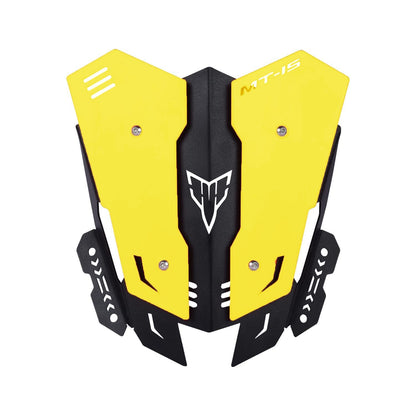 Vagary Top Rack & Backrest with Metal Visor for Yamaha MT 15 (2pc)- Yellow