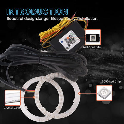 Vagary Ktm Rc Ring Light/Demon/Angel Eyes Rgb Bluetooth Ring Light Set Of 2, Led
