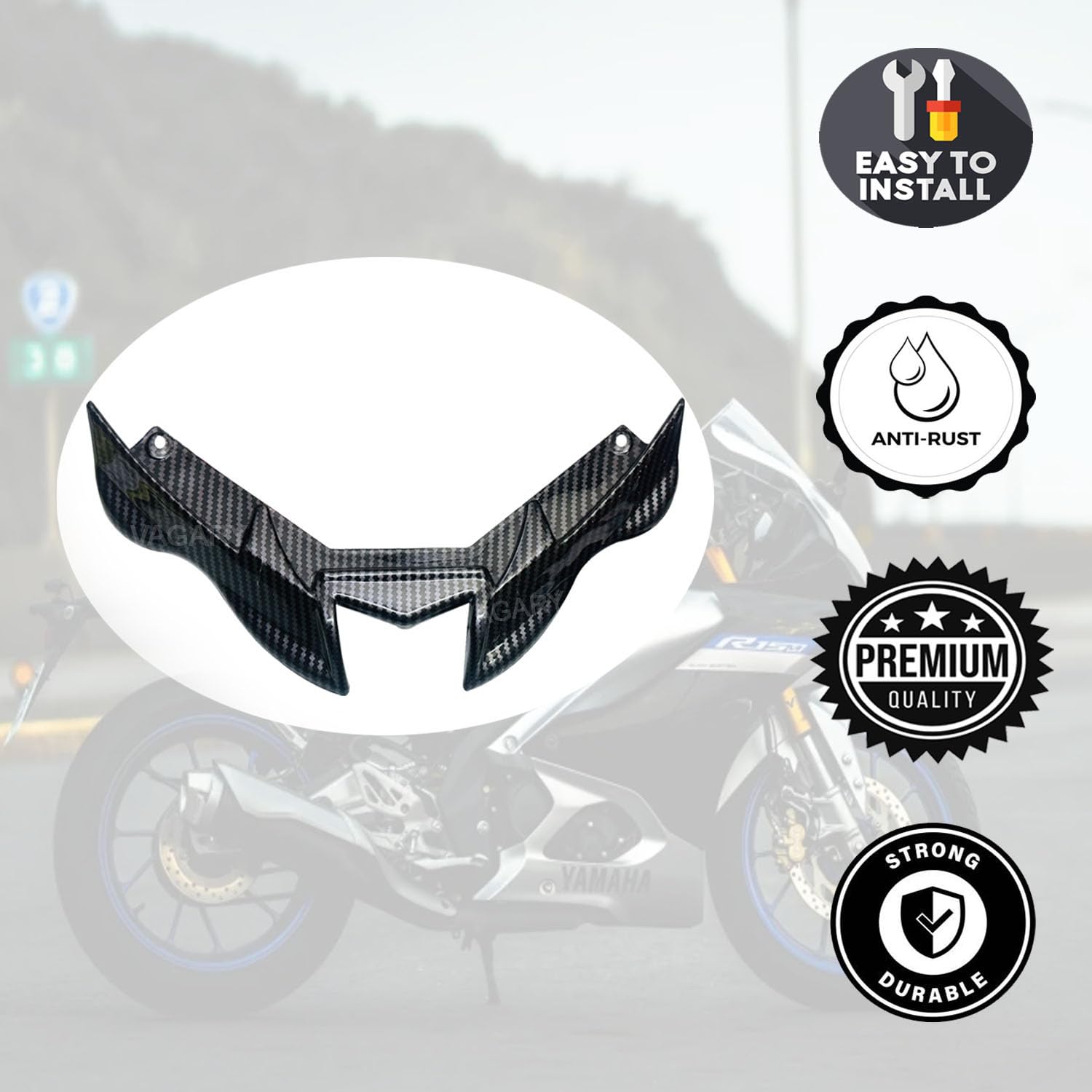 Vagary Carbon Winglet with Screen Guard for Yamaha R15 V4/ R15 M Bike Fairing Kit (Black)