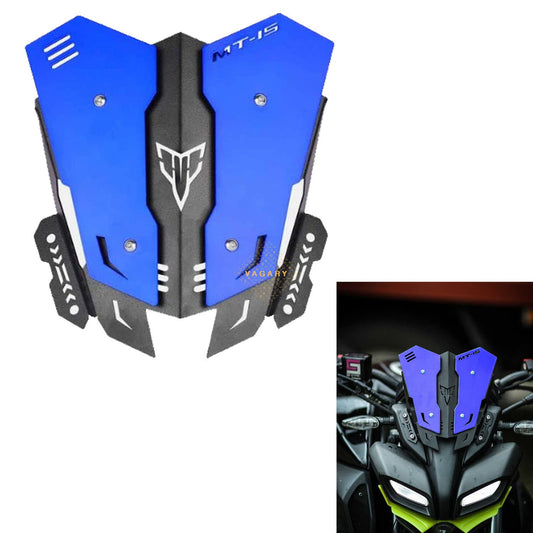 Vagary Heavy Quality Metal Visor for Yamaha MT15 Bike Windshield (Blue)