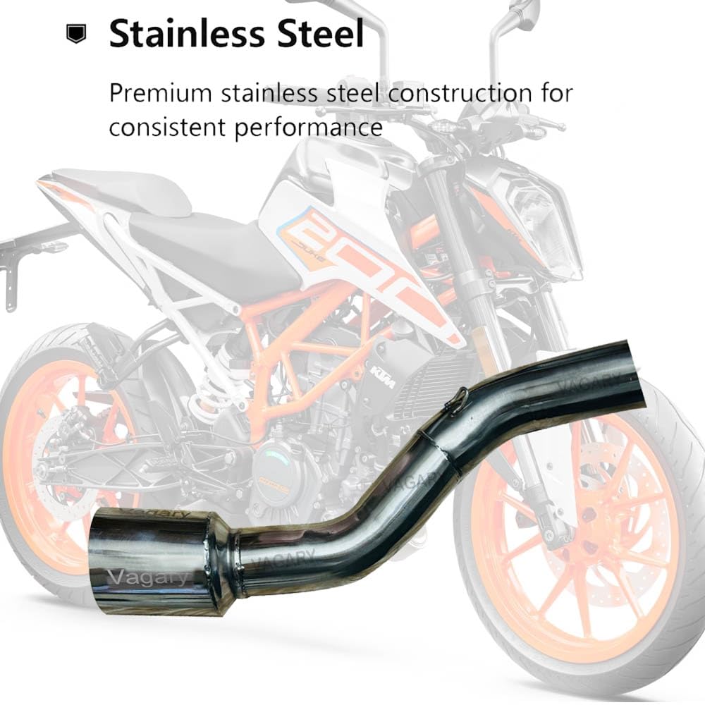 Vagary Motorcycle Stainless Stee Exhaust Mid Bend Pipe for KTM BS6 RC200/390 & Duke200/250/390 (Only 2024 Model)