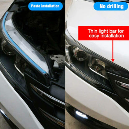 Vagary Car Universal Automatic Daytime Running Light Silicone Light Strip with White Yellow Turn Signal for All Bikes And Cars