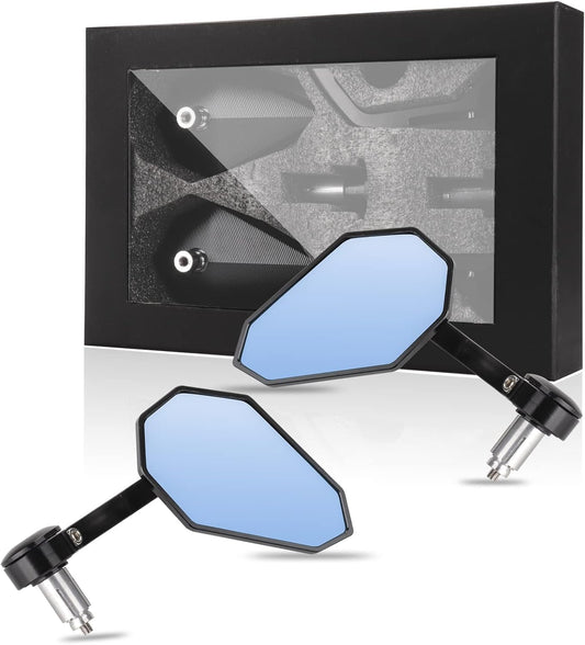 Vagary AdjustableBar End Convex Mirrors 7/8'' 22mm Handlebar Rearview Mirror Compatible with RE Jawa Triumph speed 400 Harley 440x Super Meteor 650 Interceptor 650 Black Aluminium Heavy