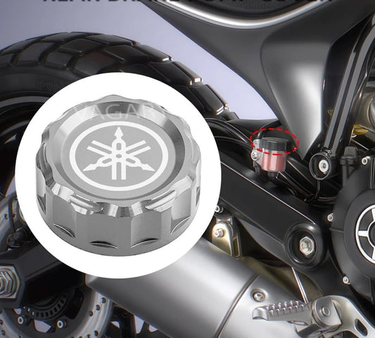 Vagary Fluid Reservoir Cap/Rear Oil Cap for Yamaha R15 V3, V4, R15M, MT-15, FZX, FZ (Silver)