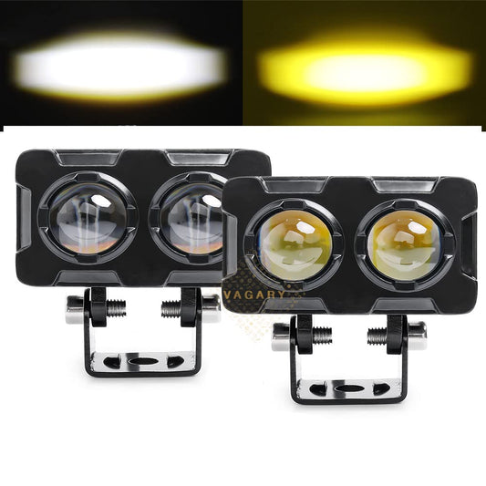 Vagary High Beam/Low Beam Dual Color Off Road Driving LED Lights SpotLED Light Owl Fog LED Light For Bikes (2Pc)