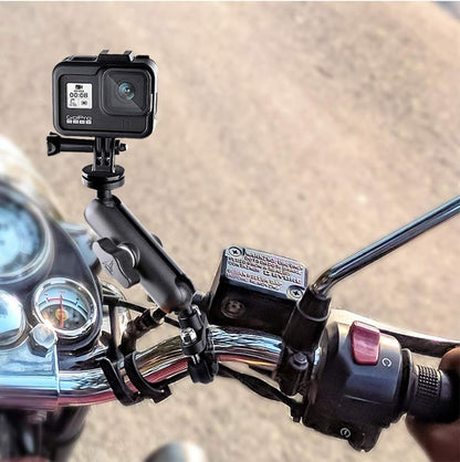 Vagary 360° Motorcycle Camera Mount for GoPro Bike Holder Handlebar Mount Bracket 1/4 Metal Stand GoPro Hero10/9/8/7/6/5/4/3+ Action Cameras Accessory (Fits Bicycle Utv Motorcycle Handlebar Holder)
