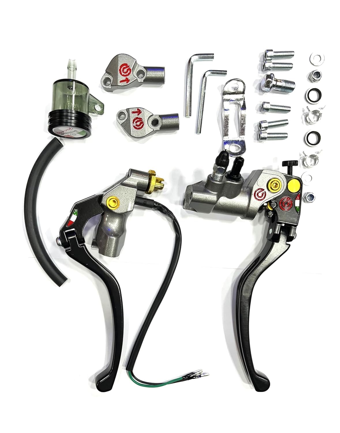 Vagary Aluminum Bremboo Lever Hydraulic Brake And Clutch Set With 1 Cylinder Can For Universal Bikes (Black)