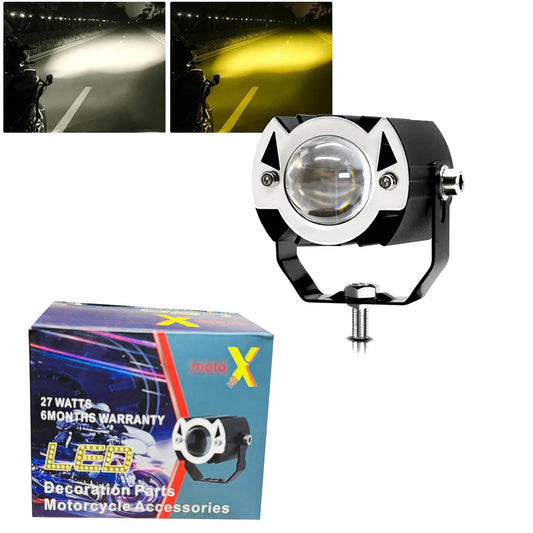 Moto X Super Bright Dual Color 6 Months Warranty Original Imported Mini Driving Bike Fog Light Led Light Dc Power 12V-24V 80W Universal For All Motorcycle, Scooty, Cars, Projector Light(Pack Of 1)