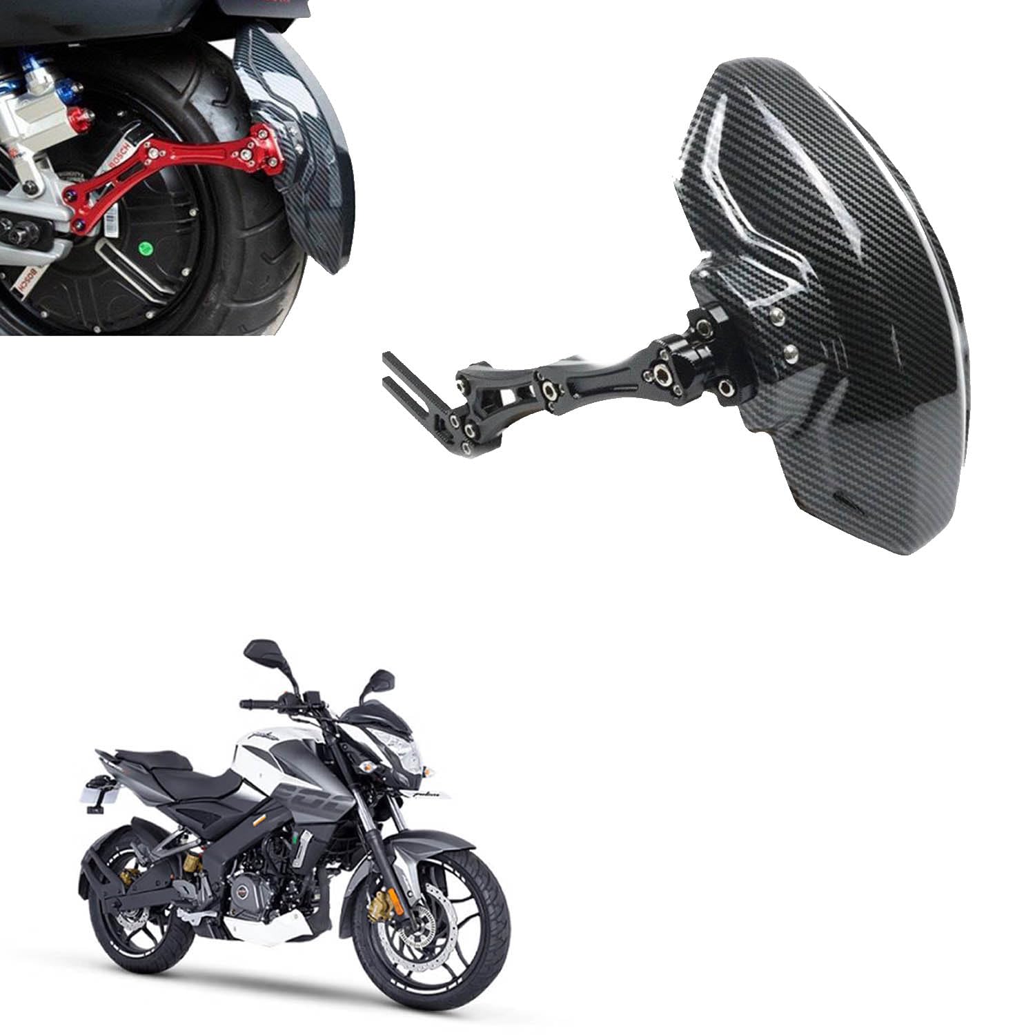 Vagary Rear Fender CNC Aluminium Rear Mudguard Motorbike Carbon Fiber Mudguard for Bajaj Pulsar NS 200 /RS 200
