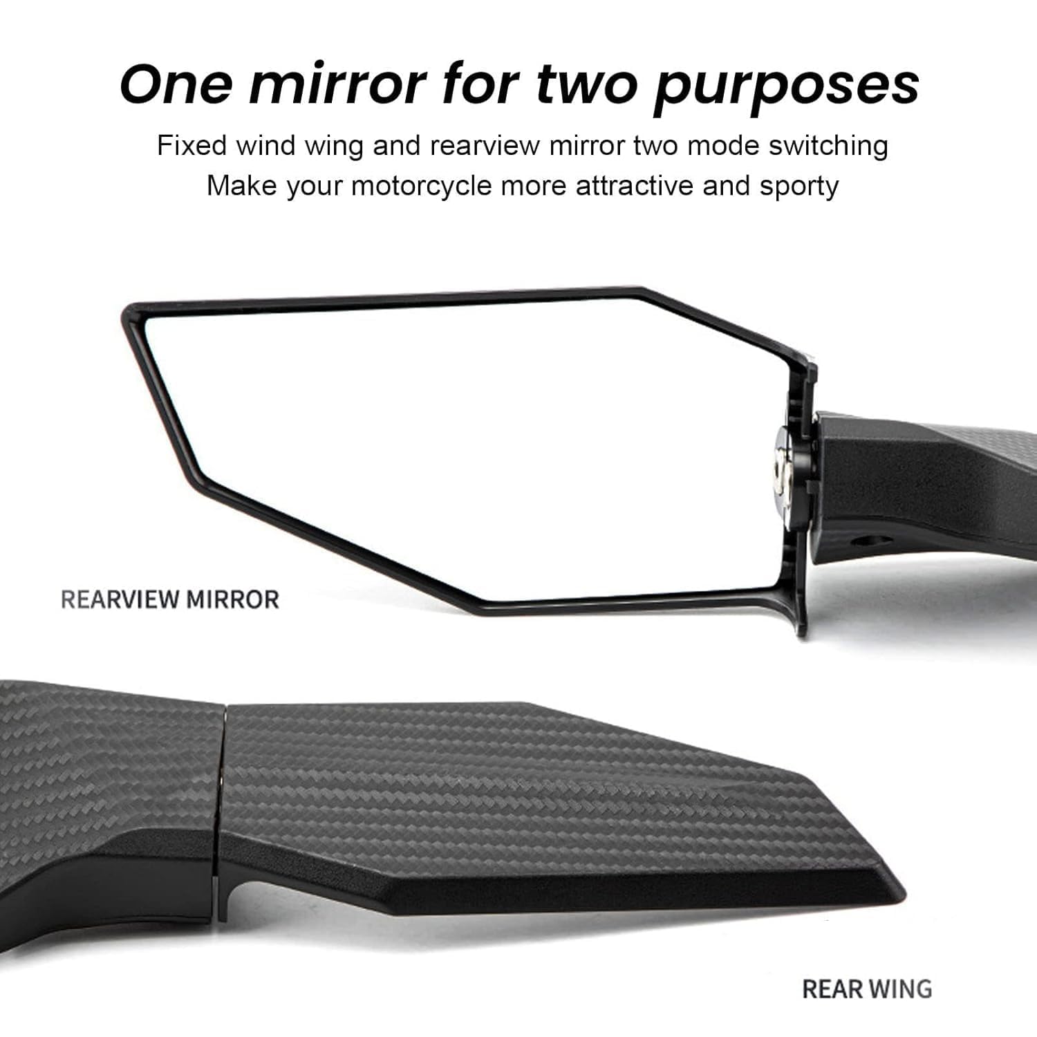 Vagary Adjustable Universal Motorcycle Wind Wing Rearview Mirror Modified Rotating Side Wing Rear View Mirror For Most Motorcycle