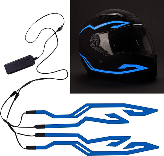 Vagary Motorcycle Helmet Light, 3 Modes Driving EL Light Strips, LED Signal Helmet Light Strip Decoration Kit for Motorcycle (Blue)