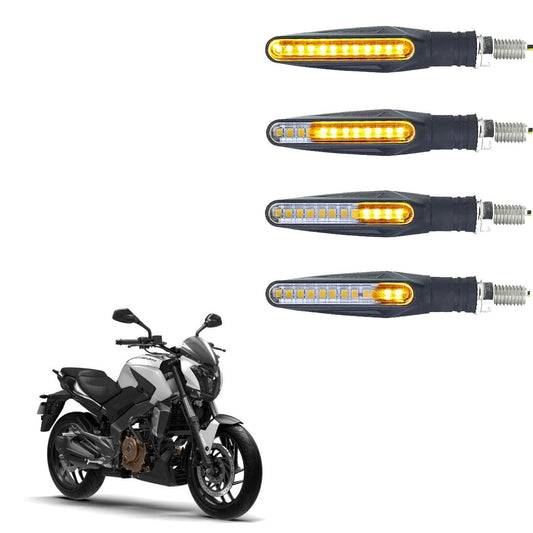 Vagary Universal Flowing Running Amber LED Indicators Turning Signal lamps Blinkers Bulb (Set of 4) for Bajaj Dominar