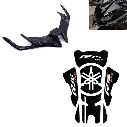 Vagary Combo of Winglet with Tank Pad for Yamaha R15 V3 (Black)