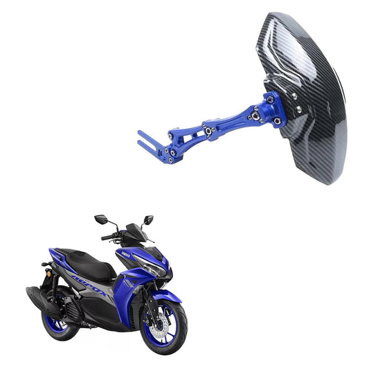 Vagary CNC Aluminium Carbon Fiber tyre Hugger Motorcycle Rear Mudguard Splash Guard for Yamaha Aerox 155 (Blue)
