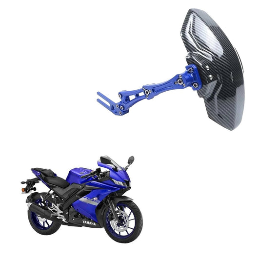 Vagary Rear Fender CNC Aluminium Rear Mudguard Motorbike Carbon Fiber Mudguard for Yamaha R15 V3 (Blue)