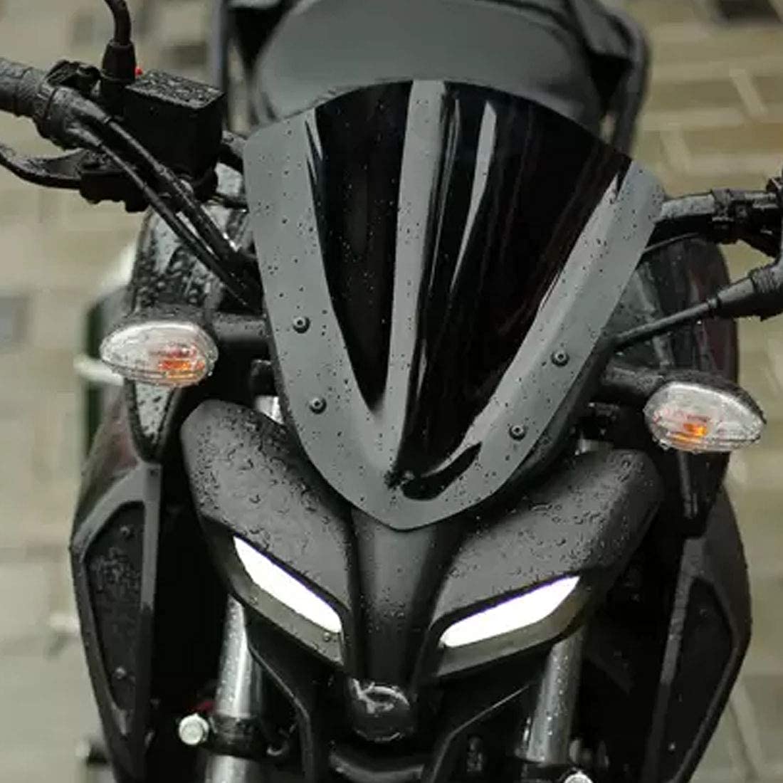 VAGARY Combo of Yamaha MT 15 Imported Short Visor -Matte + MT 15 Winglet (Black & Red)