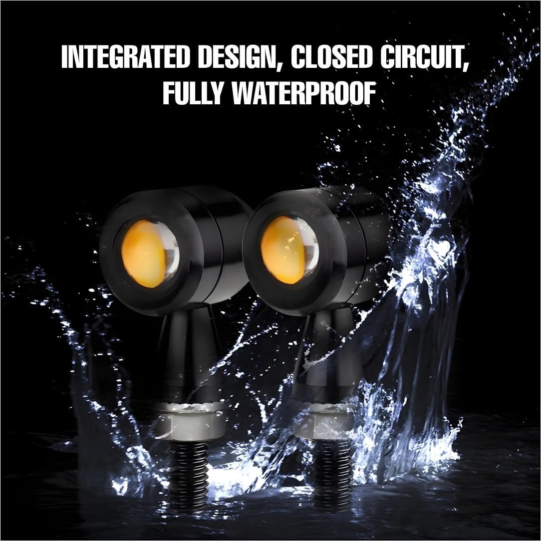 Vagary Waterproof 2Pcs Bike Motorcycle Indicators Turn Signal Lights For For Ktm, Hero, Kawasaki Gixxer, R6, Ninja 300, Cbr, R15 V4, Ninja, R15 V3, Pulsar Rs, Yzf R15, R15 V2(Yellow) - Led