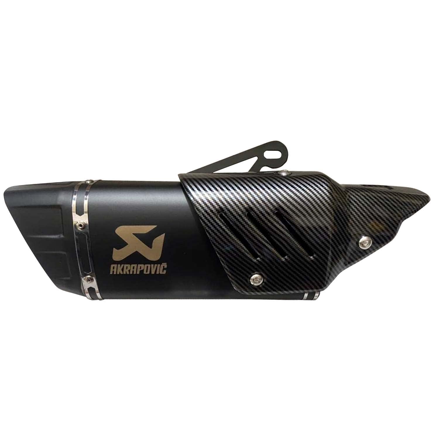Vagary Akrapovic Exhaust Universal Hexa Cut Slip On Exhaust Silencer Muffler Pipe (BLACK)