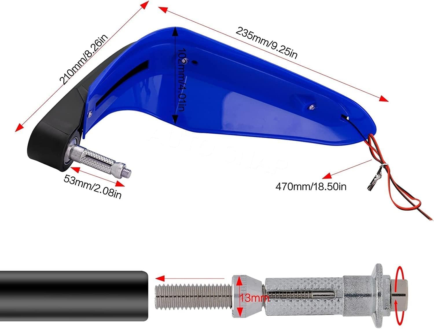 Vagary Universal Motorcycle Hand Guard with LED Indicator Light and Wind Deflector for Brake and Clutch Lever (Blue)