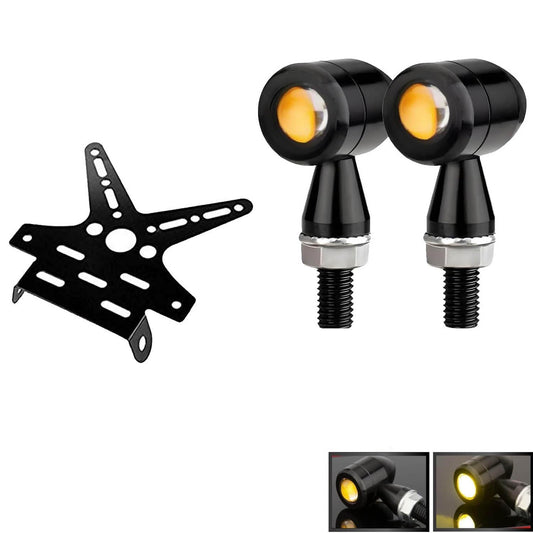 Vagary Universal Bike Indicator with Number Plate Holder/Tail Tidy for All Bike (Mini Jet Indicator)