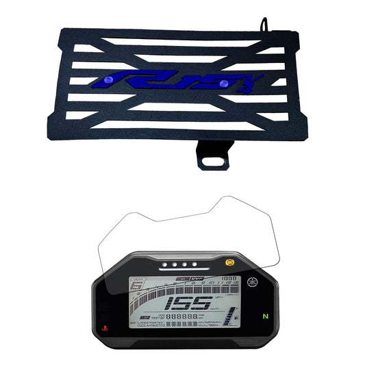 Vagary Metal Radiator Guard Protector Grill With Speedometer Screen Guard for Yamaha R15 V4/ R15 M (Blue)