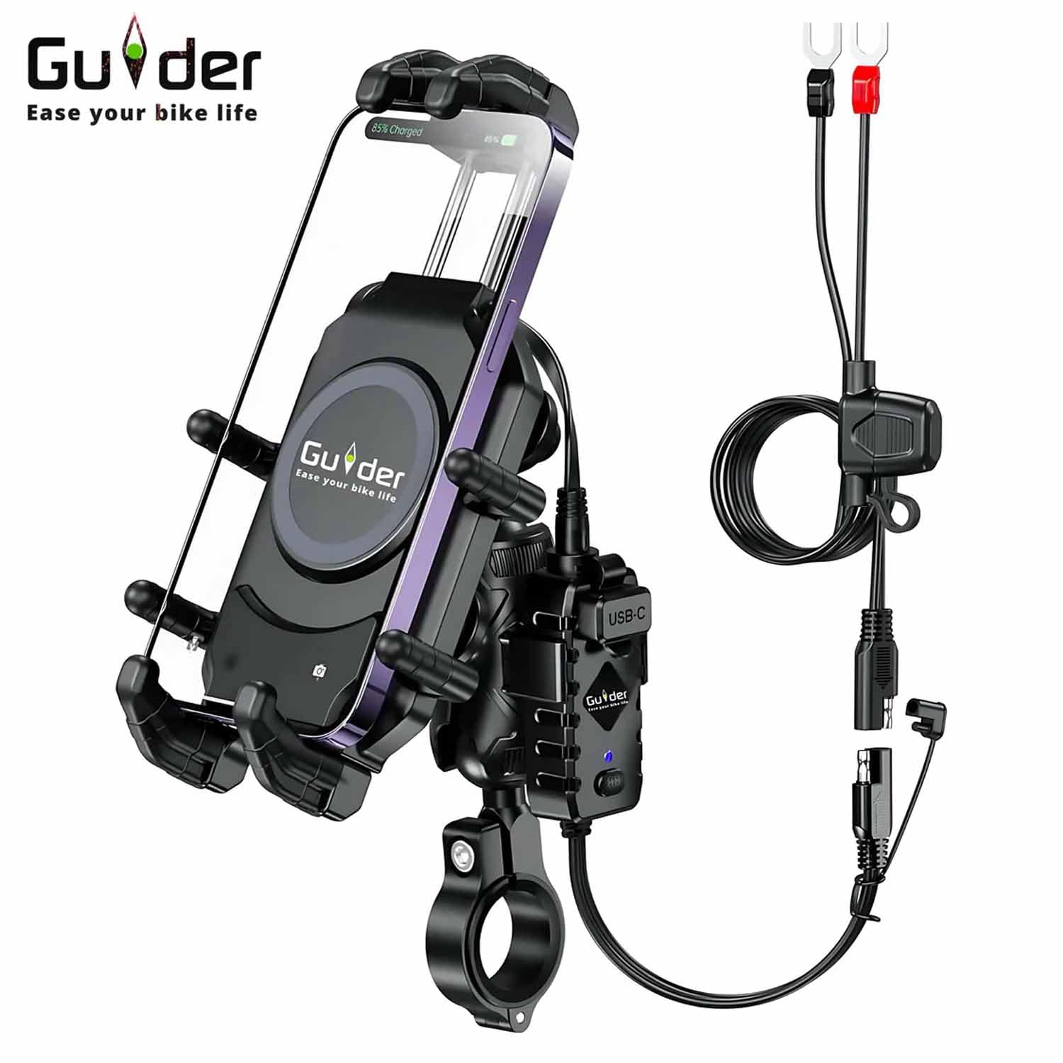 Guider Motorcycle Shockproof Wireless Charger Mobile Holder M26 A1 (Black)