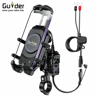 Guider Motorcycle Shockproof Wireless Charger Mobile Holder M26 A1 (Black)